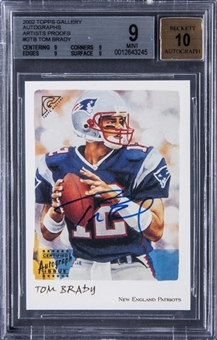 2002 Topps Gallery Artists Proofs #GTB Tom Brady Signed Card (#081/100) - BGS MINT 9/BGS 10
